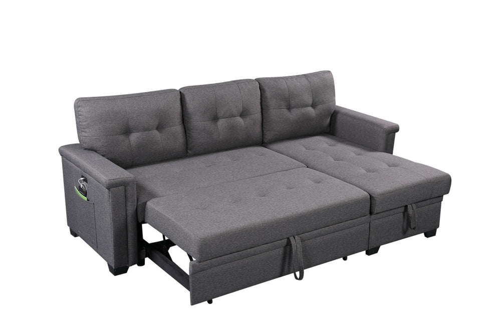 English Elm Ashlyn Tufted Sleeper Sectional with Reversible Chaise Storage and Usb Charging Ports B061S00016
