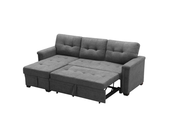 English Elm Ashlyn Woven Gray Sleeper Sectional with Usb Charging Storage Chaise Living Room B061S00018