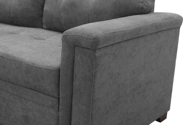 English Elm Ashlyn Woven Gray Sleeper Sectional with Usb Charging Storage Chaise Living Room B061S00018