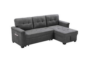 English Elm Ashlyn Woven Gray Sleeper Sectional with Usb Charging Storage Chaise Living Room B061S00018