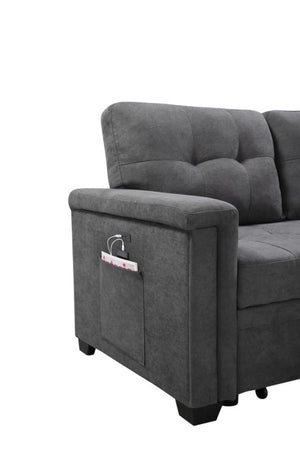 English Elm Ashlyn Woven Gray Sleeper Sectional with Usb Charging Storage Chaise Living Room B061S00018