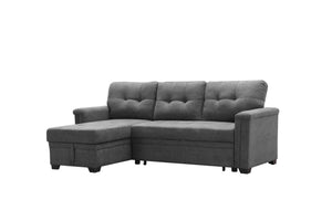 English Elm Ashlyn Woven Gray Sleeper Sectional with Usb Charging Storage Chaise Living Room B061S00018