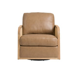 VIG Furniture Divani Casa Danson - Modern Tan Leather + Wicker Swivel Accent Chair VGKK-KF.A2090-SAND