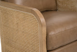 VIG Furniture Divani Casa Danson - Modern Tan Leather + Wicker Swivel Accent Chair VGKK-KF.A2090-SAND