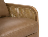 VIG Furniture Divani Casa Danson - Modern Tan Leather + Wicker Swivel Accent Chair VGKK-KF.A2090-SAND