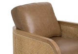 VIG Furniture Divani Casa Danson - Modern Tan Leather + Wicker Swivel Accent Chair VGKK-KF.A2090-SAND