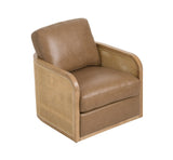 VIG Furniture Divani Casa Danson - Modern Tan Leather + Wicker Swivel Accent Chair VGKK-KF.A2090-SAND