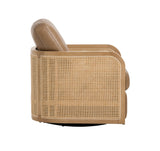 VIG Furniture Divani Casa Danson - Modern Tan Leather + Wicker Swivel Accent Chair VGKK-KF.A2090-SAND