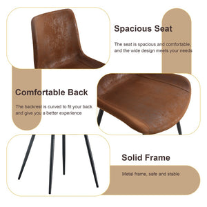 English Elm Table and Chair Set Industrial Walnut Six Seat Dining with Metal Frame Brown Fabric W1151S02436