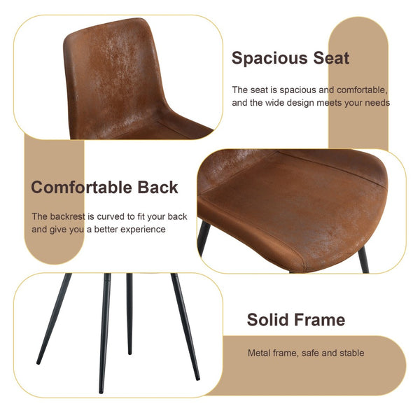 English Elm Table and Chair Set Industrial Walnut Six Seat Dining with Metal Frame Brown Fabric W1151S02436