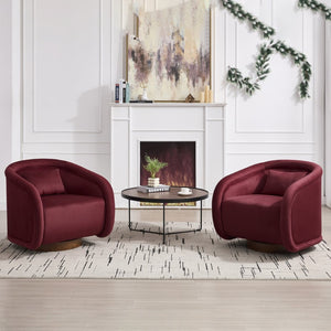 English Elm Swivel Barrel Chair Plush Teddy Fabric Pumpkin Silhouette for Living Room or Bedroom W3244P288860
