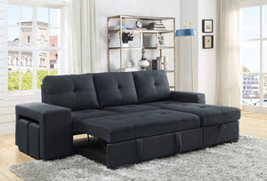 English Elm Lucas Linen Sleeper Sectional with Reversible Storage Chaise for Large Living Rooms B061S00019