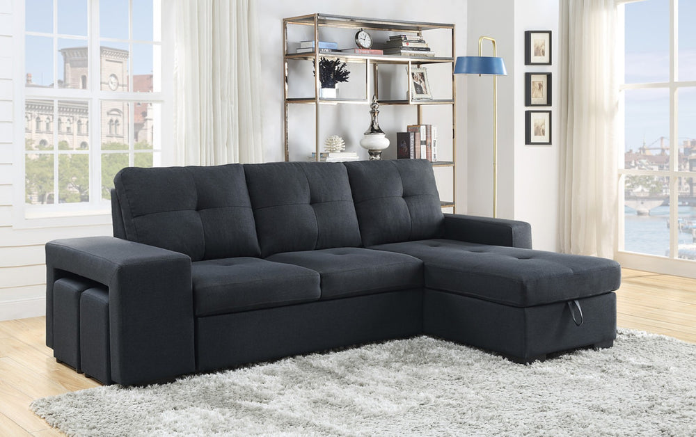English Elm Lucas Linen Sleeper Sectional with Reversible Storage Chaise for Large Living Rooms B061S00019