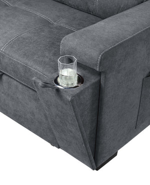 English Elm Toby Woven Fabric Sleeper Sectional with Storage Chaise Usb Ports and Cup Holders B061S00020