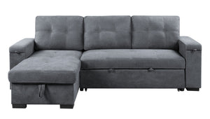 English Elm Toby Woven Fabric Sleeper Sectional with Storage Chaise Usb Ports and Cup Holders B061S00020