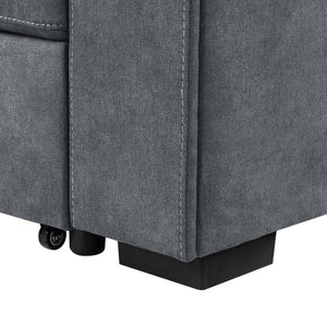 English Elm Toby Woven Fabric Sleeper Sectional with Storage Chaise Usb Ports and Cup Holders B061S00020
