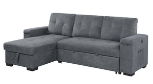 English Elm Toby Woven Fabric Sleeper Sectional with Storage Chaise Usb Ports and Cup Holders B061S00020