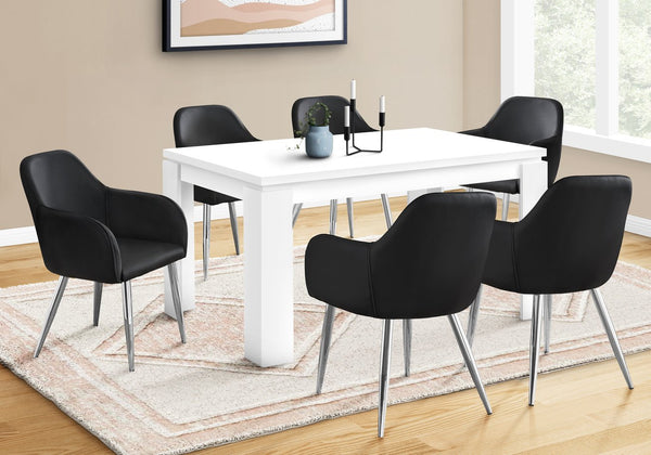 English Elm Dining 60" Rectangular White Laminate Dining Table for 6 — Thick Panel MDF, Block Legs, Modern Chic B2710P286985