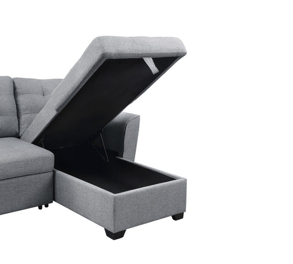 English Elm Avery Linen Sleeper Sectional with Reversible Storage Chaise for Modern Living Rooms B061S00021