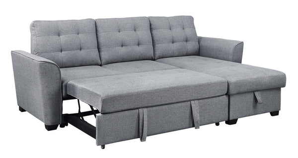 English Elm Avery Linen Sleeper Sectional with Reversible Storage Chaise for Modern Living Rooms B061S00021