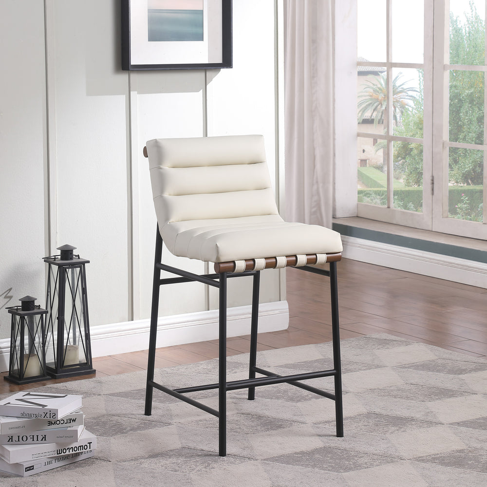 Burke Cream Vegan Leather Counter Stool 813Cream-C Meridian Furniture