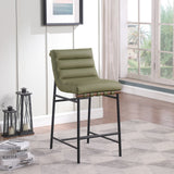 Burke Green Vegan Leather Counter Stool 813Olive-C Meridian Furniture