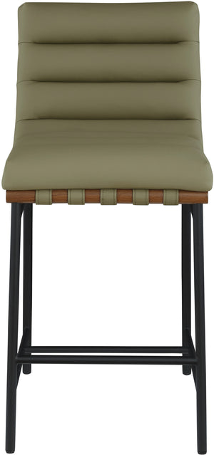 Burke Green Vegan Leather Counter Stool 813Olive-C Meridian Furniture
