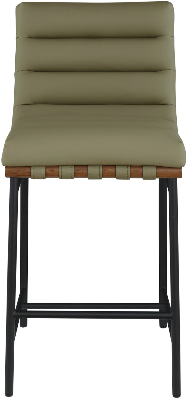 Burke Green Vegan Leather Counter Stool 813Olive-C Meridian Furniture