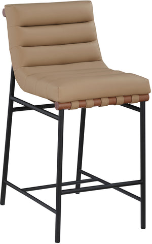 Burke Tan Vegan Leather Counter Stool 813Tan-C Meridian Furniture