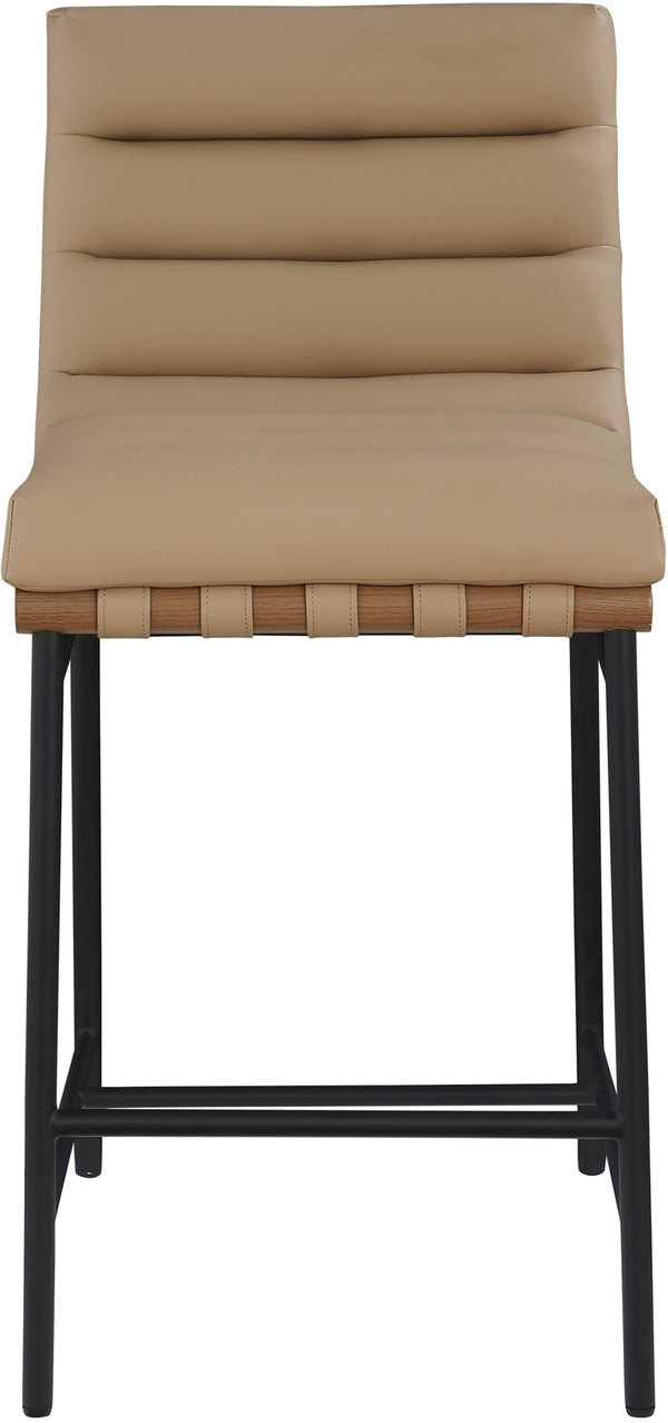 Burke Tan Vegan Leather Counter Stool 813Tan-C Meridian Furniture