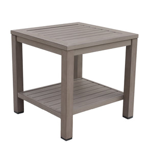 English Elm Aluminum Square End Table with Shelf – Rust-Free Multi-Color Outdoor Side Table for Patio, Poolside, Garden, Durable Design B010P307155