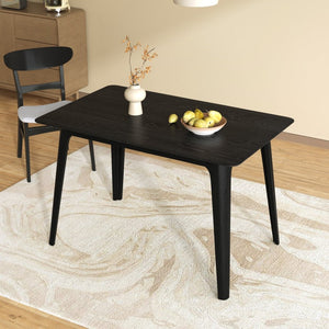 English Elm [video] Mid-century Modern Dining Table Rubberwood Splayed Legs Faux Grain Top Seats Four N759P222557B