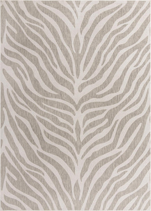 Unique Loom Outdoor Safari Tsavo Machine Made Animal Print Rug Gray, Ivory 10' 0" x 14' 1"