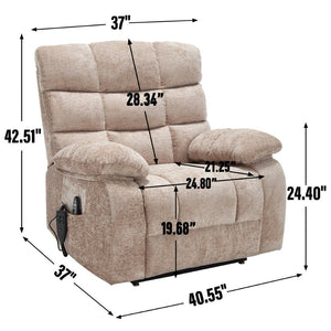 English Elm Lift Power Recliner Chenille Chair Dual Motor Massage Heat 350 Lb Capacity Living Room Beige W3224P288641