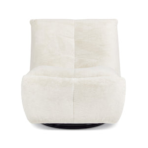 English Elm Jennifer Taylor Home - Rearden Oversized 35.5" Swivel Glider Recliner Chair in Pearl White Faux Sherpa Fur with Storage Pocket B2719P238499