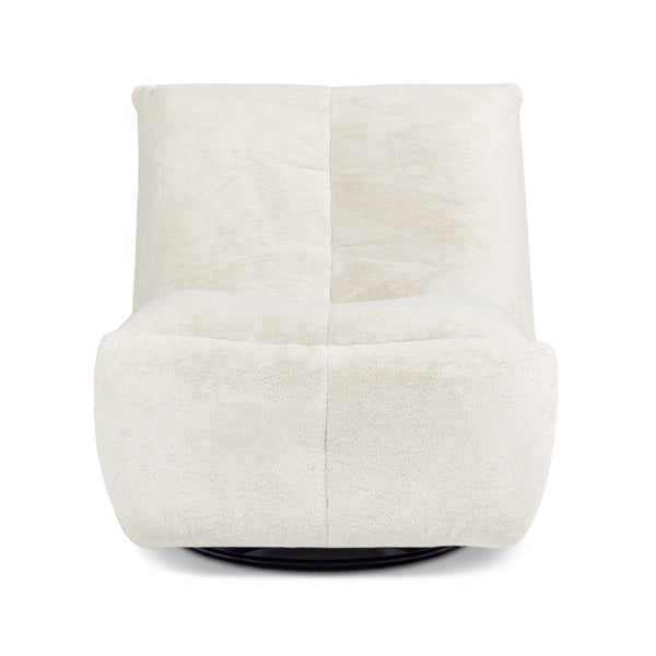 English Elm Jennifer Taylor Home - Rearden Oversized 35.5" Swivel Glider Recliner Chair in Pearl White Faux Sherpa Fur with Storage Pocket B2719P238499