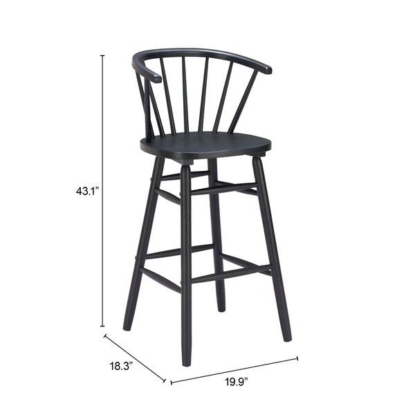 Zuo Modern Stenger Barstool Set Of 2 - Modern Rubberwood Design With Comfort For Your Stylish Space Black Rubberwood 110524-zuo-modern