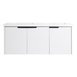 English Elm 48" Modern Wall-Mounted Bathroom Vanity With Resin Double Sink & Soft-Close Doors For Stylish Storage P2 W999S00352-GIGA