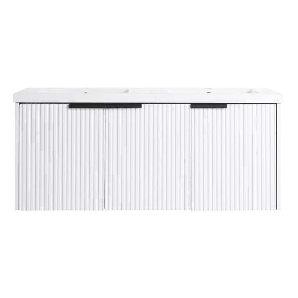 English Elm 48" Modern Wall-Mounted Bathroom Vanity With Resin Double Sink & Soft-Close Doors For Stylish Storage P2 W999S00352-GIGA