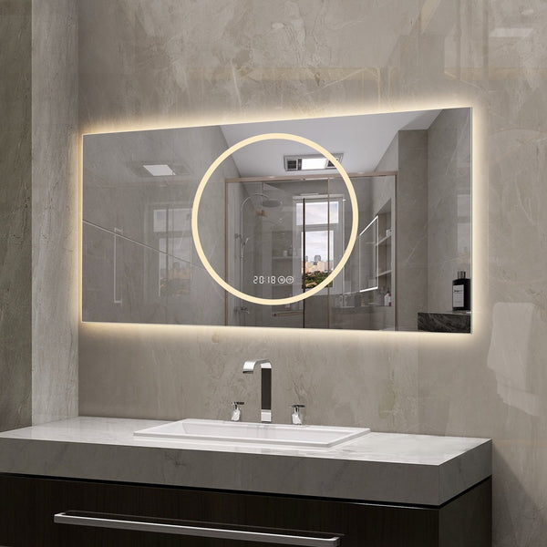 English Elm 48*24 Inch Led Bathroom Mirror - Anti-Fog, Dimmable Vanity Mirror With 3 Colors, Modern Design! W2709P380636