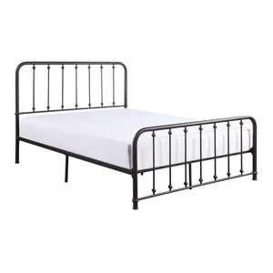 English Elm Classic Queen Platform Bed with Curved Headboard and Ball Accent Detailing, Dark Bronze Metal Frame Antique Bronze 66 L x 38.5 W x 3.75 H B011P263747
