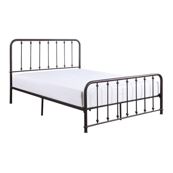 English Elm Classic Queen Platform Bed with Curved Headboard and Ball Accent Detailing, Dark Bronze Metal Frame Antique Bronze 66 L x 38.5 W x 3.75 H B011P263747