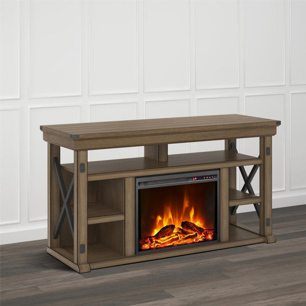 English Elm Fireplace Tv Stand with Electric Insert Wood Veneer Finish Fits Tvs up to 60 Inches B2733S00001