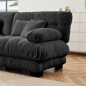 English Elm 27 Modular Rsf Chenille Sofa Unit with Accent Pillows for Flexible Living Room Seating W714P253481