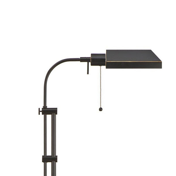 English Elm Metal Adjustable Floor Lamp with Rectangular Shade and Dark Bronze Architectural Finish B056P416797
