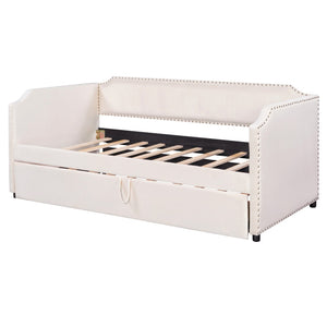 English Elm Twin Velvet Upholstered Daybed with Pop up Trundle for Guest or Kids Rooms SF000197AAA