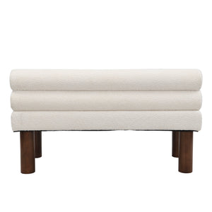 English Elm Christopher Knight Home® - Upholstered Bouclé Dining Bench with 330lb Capacity, Easy Assembly, Sponge Seat, Rubber Wood Legs Beige,Brown N779P292154A