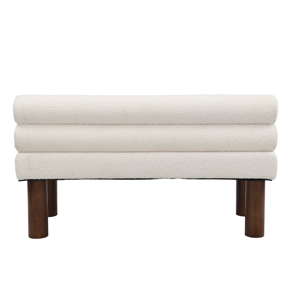 English Elm Christopher Knight Home® - Upholstered Bouclé Dining Bench with 330lb Capacity, Easy Assembly, Sponge Seat, Rubber Wood Legs Beige,Brown N779P292154A