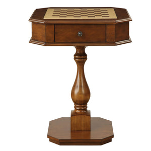 English Elm Cherry Game Table Chess Top with 2 Drawers, Sturdy Pedestal Base, Wood Veneer Finish for Playtime and Display B062P186554