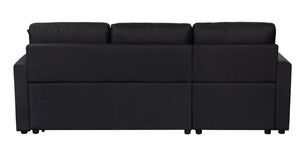 English Elm Paisley Linen Sleeper Sectional with Reversible Chaise and Hidden Storage for Living Rooms B061S00146